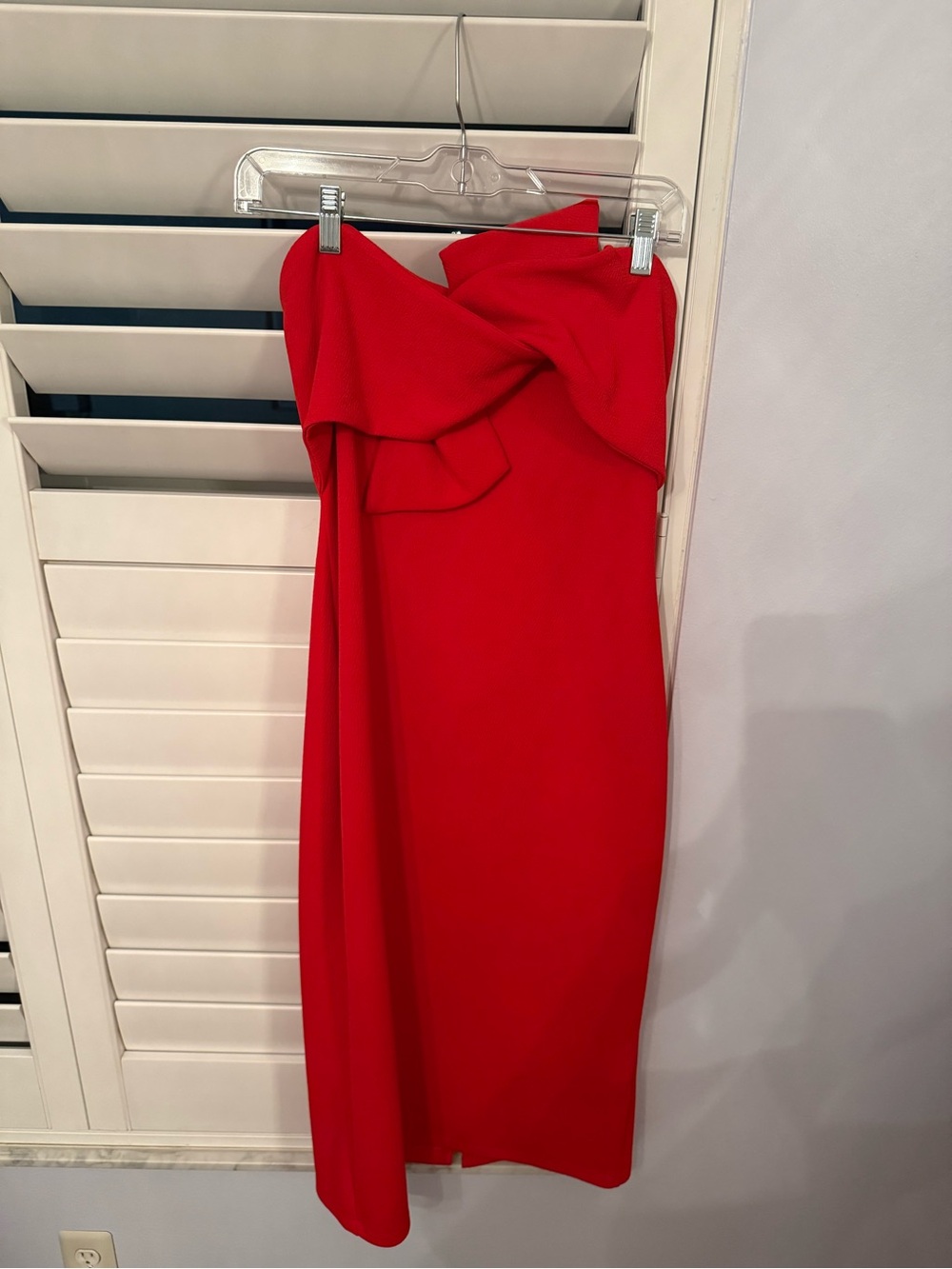 Topshop Strapless Red Ruffle Sheath Dress